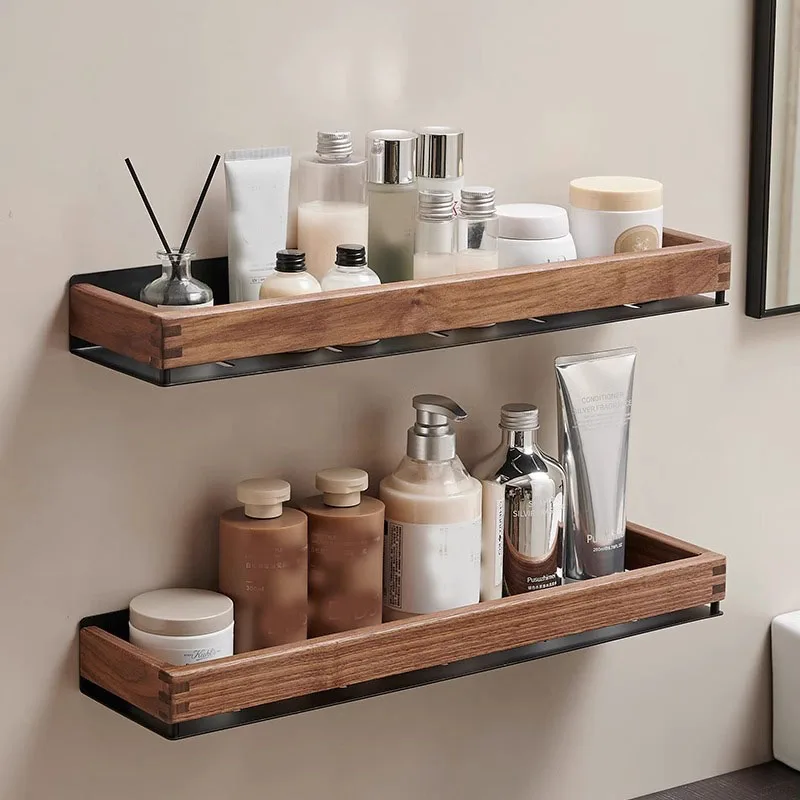 Wood Bathroom Shelves Wall Mounted Storage Rack Bathroom Wall Organizer Over Toilet Storage For Home Kitchen Bathroom Supplies