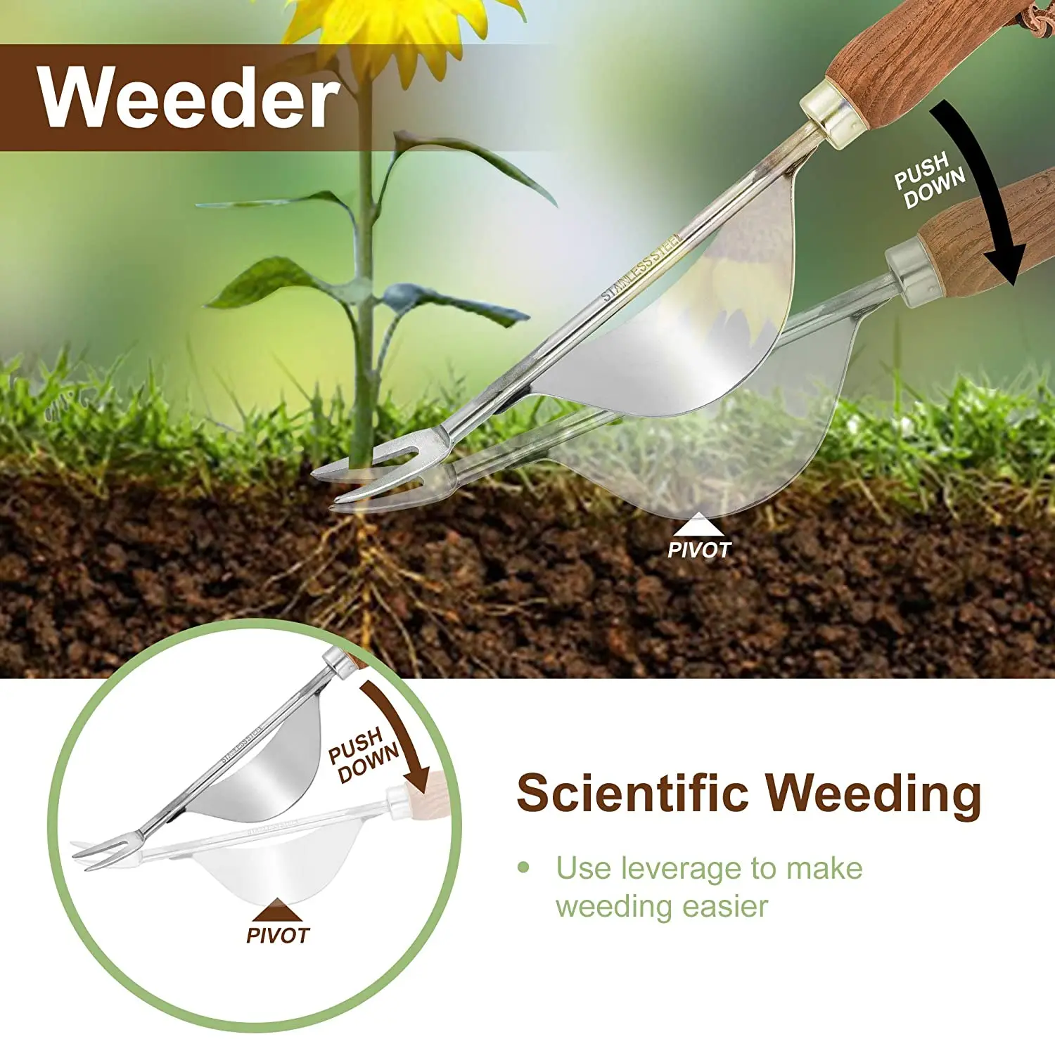 EZARC Set di attrezzi da giardino 4 pezzi Kit da giardinaggio in acciaio inossidabile per impieghi gravosi Kit per piantare a mano per interni ed esterni con scatola elegante