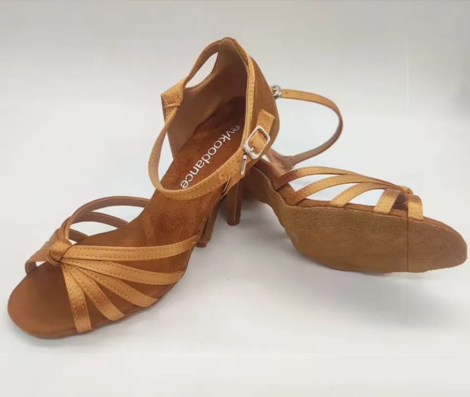 DIY Arrival Women Latin Dance Shoes 10cm High Heel Satin Flock Latin Salsa Shoes Practice Girls Party  Shoes Women Sandal Shoes