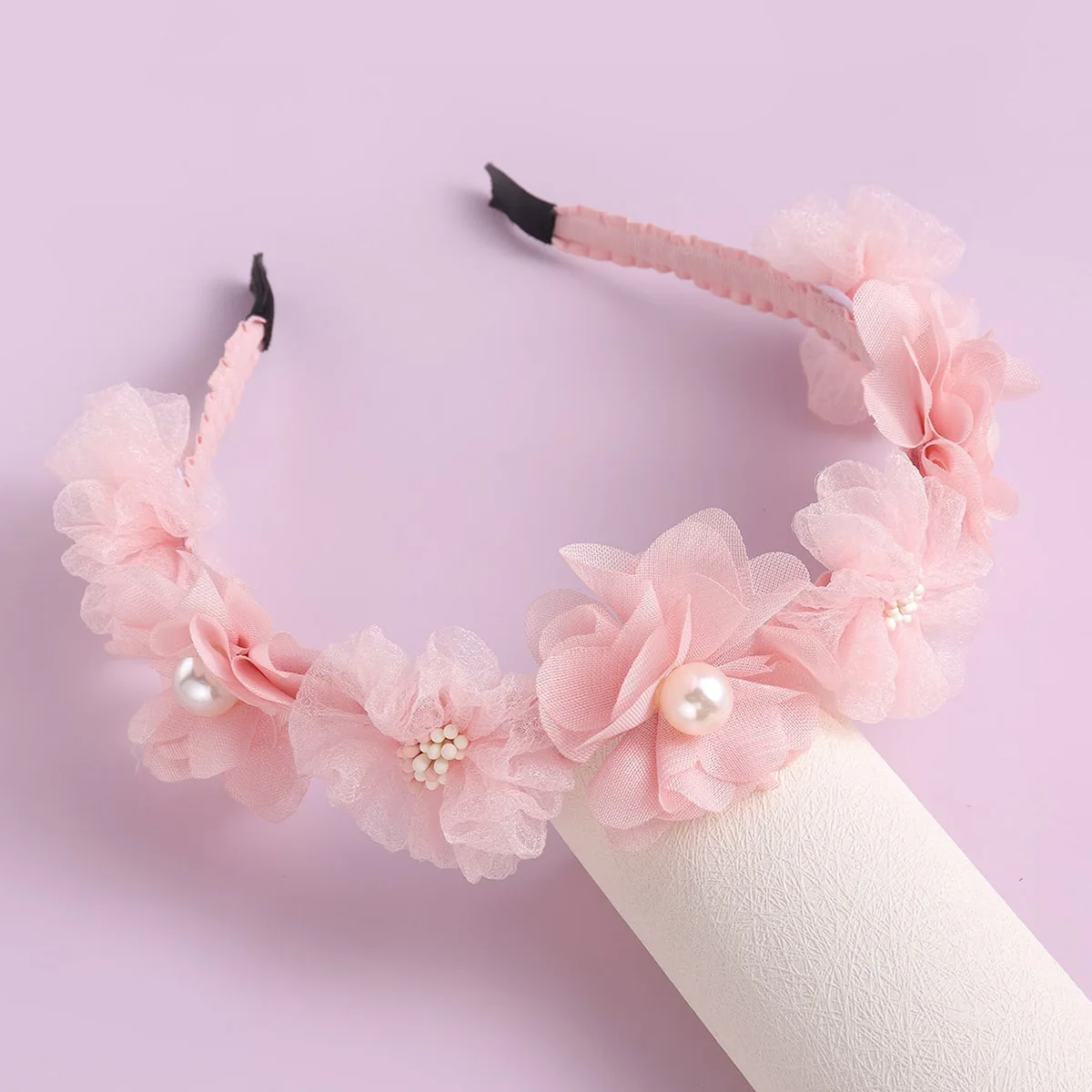 Advanced Handmade Flower Girls Headbands Cute Pearl Feather Wedding Crown Princess Dance Party Headwear Fashion Hoop Accessories