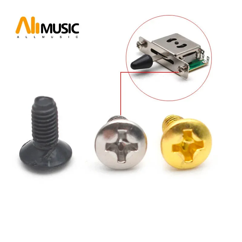 10pcs Electric Guitar Switch Screws Pickup Selector Screw for Electric Guitar Bass 3*8MM Black/Gold/Chrome