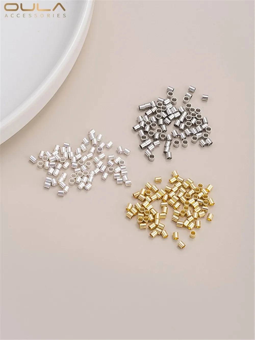 

14K Gold-Color Plated Positioning Bead, Positioning Tube, Handmade DIY Finishing, Fixing Clip, Spacer Bead Accessory