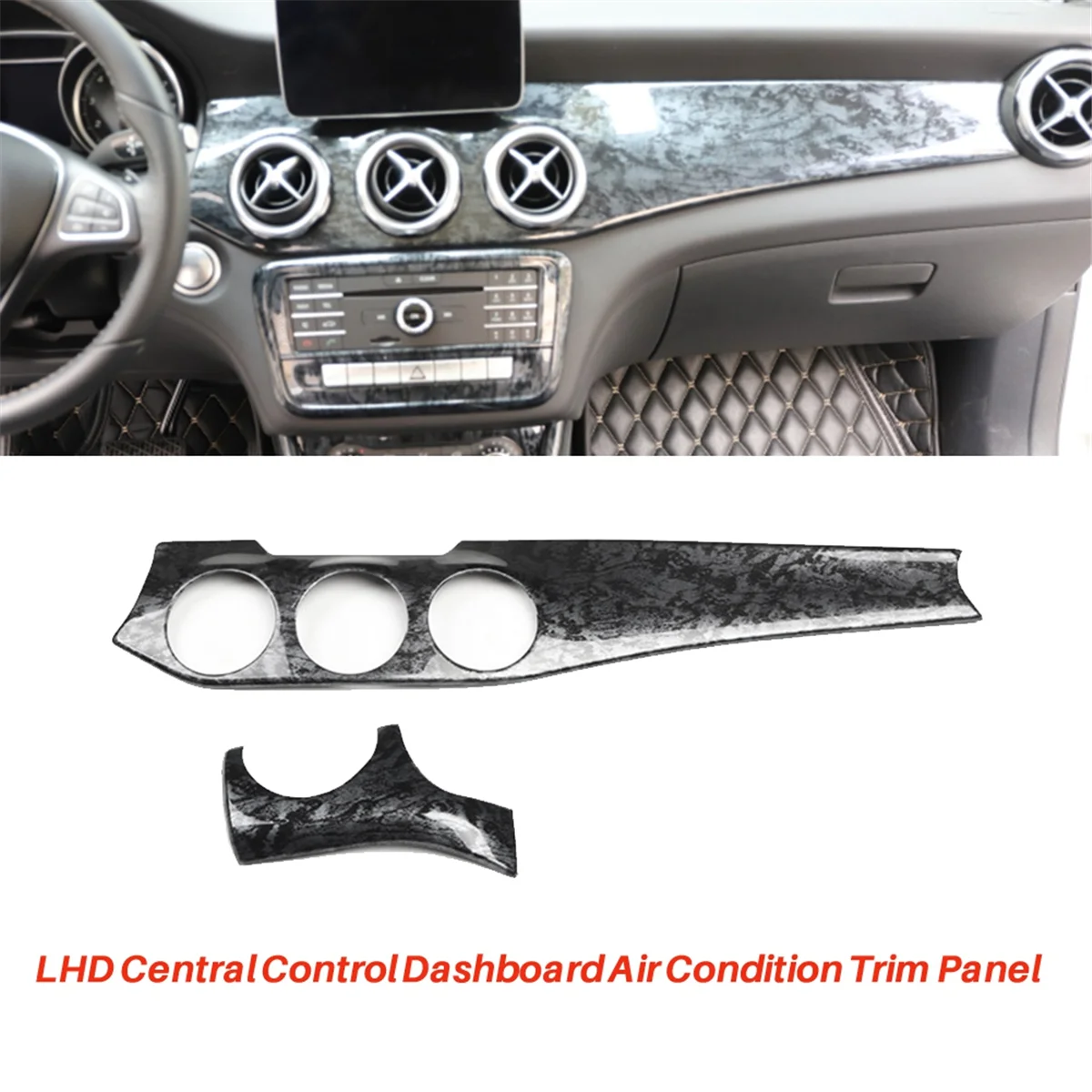 2Pcs Dashboard Center Console Air Condition Outlet Panel Trim Strip for Mercedes Benz W176 GLA X156 CLA C117 2013-2019