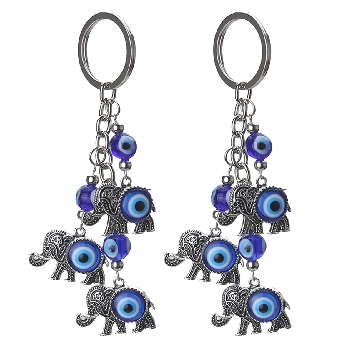 2 Pcs Key Chain Practical Keychain Rings Ornament Decor Bags Blue Eye Pendant Zinc Alloy Decorative Hanging Supply