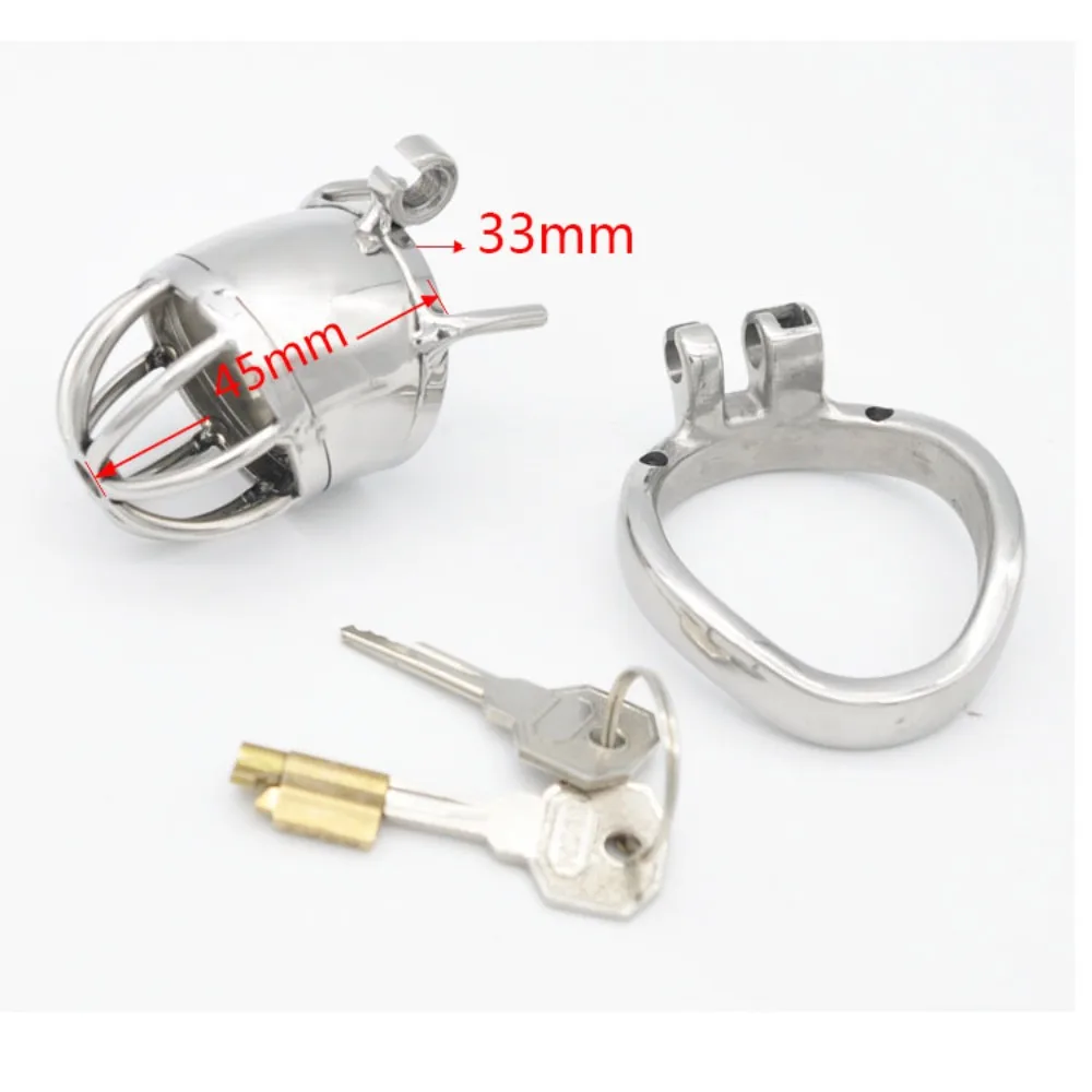 Stainless Steel Male Chastity Device Belt Bird Cage Lock Bondage Restraint Ring for Men with Curved Penis Ring Sex Toys for Men view 5