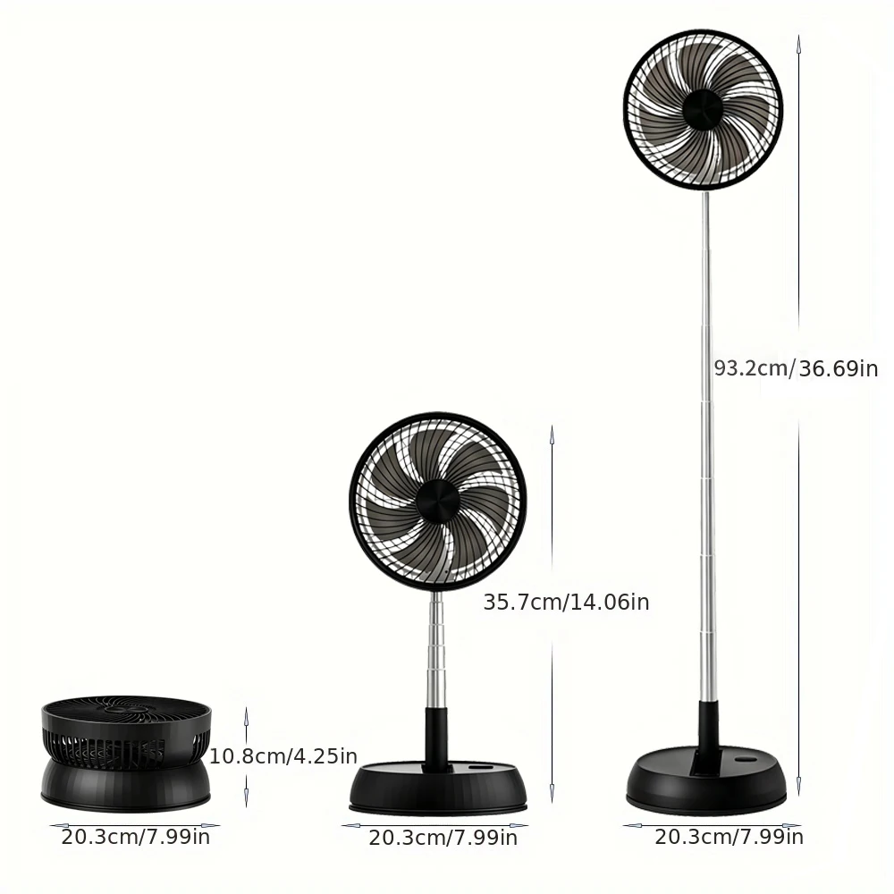 Remote Control Folding Vertical Electric Fan 7200mAh Silent Timed Left and Right Rotation USB Outdoor Desktop Electric Fan