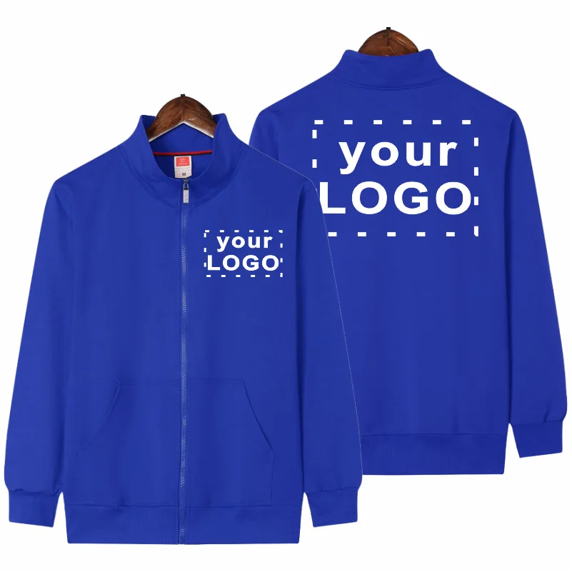 Men\'s Stand Collar Casual Zipper Jacket Custom Print Embroidery Company Logo Outdoor Sports Jacket Custom Work Clothes 4xl