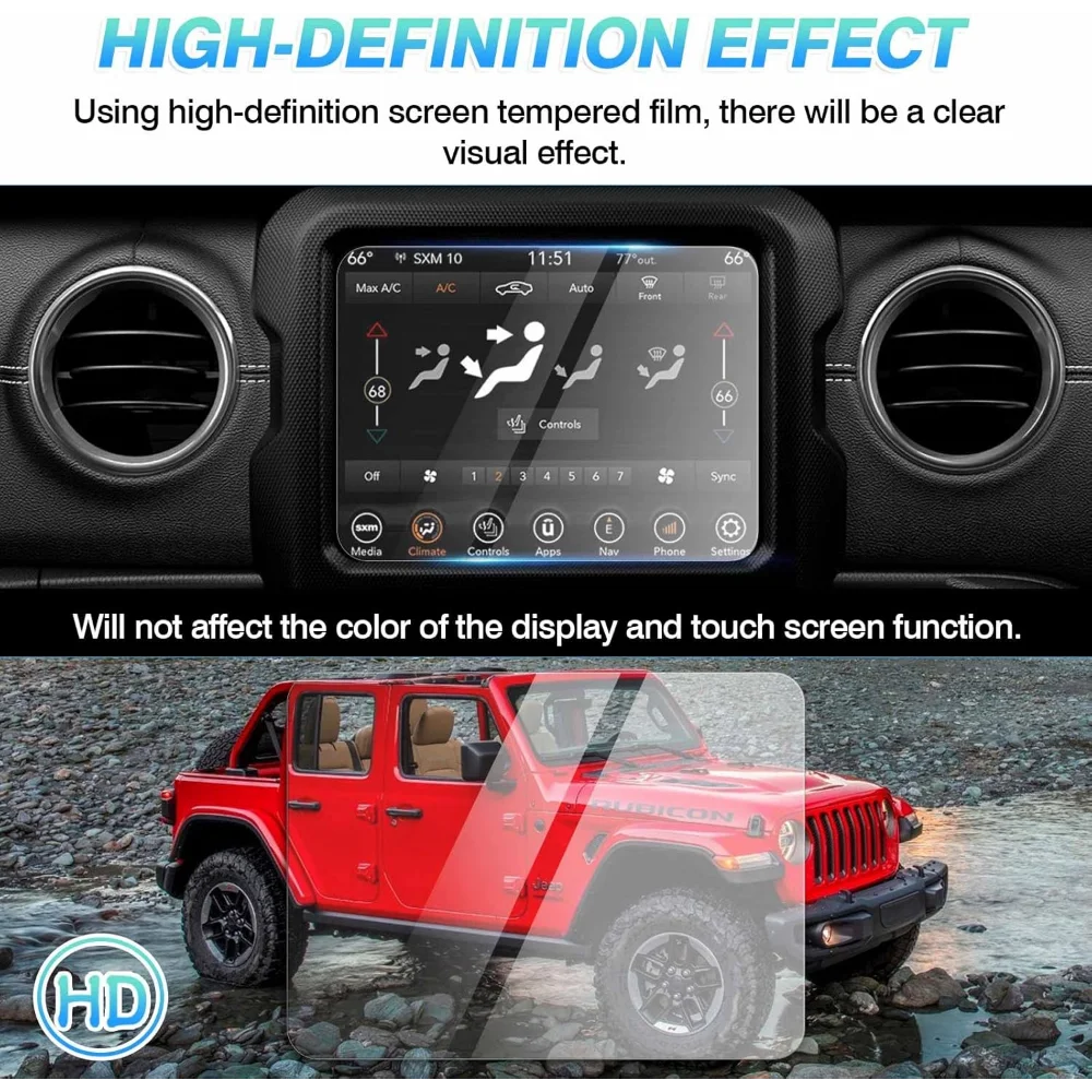 

8.4 Inch Car GPS Navigation Screen Accessories For Jeep Wrangler JL Gladiator JT 2018-2023 Tempered Glass Protector Film