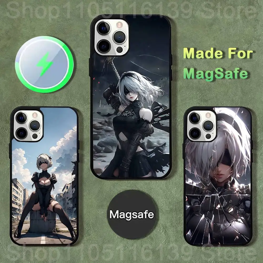 

Game N-Nier Automata Phone Case For iPhone 17,16,15,14,13,12,11,Pro,Max,Plus,Mini,SE4,E Magnetic Magsafe Wireless Charging