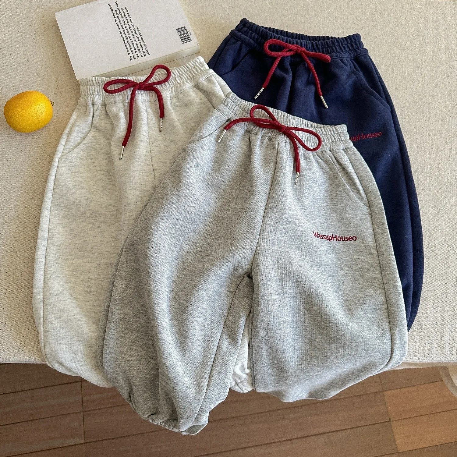 

Sweatpants Embroidery Elastic Cuffs Boys Children Casual Loose Korean Fashionable Simple All-matching Comfortable
