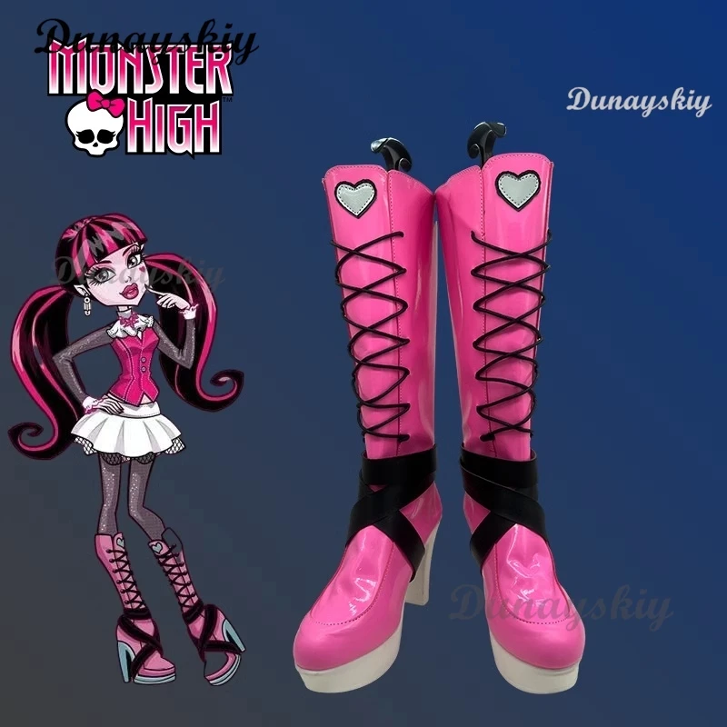 Draculaura Cosplay Anime Monster Cosplay Draculaura High Heel Boots Halloween Carnival Custom Made Shoes