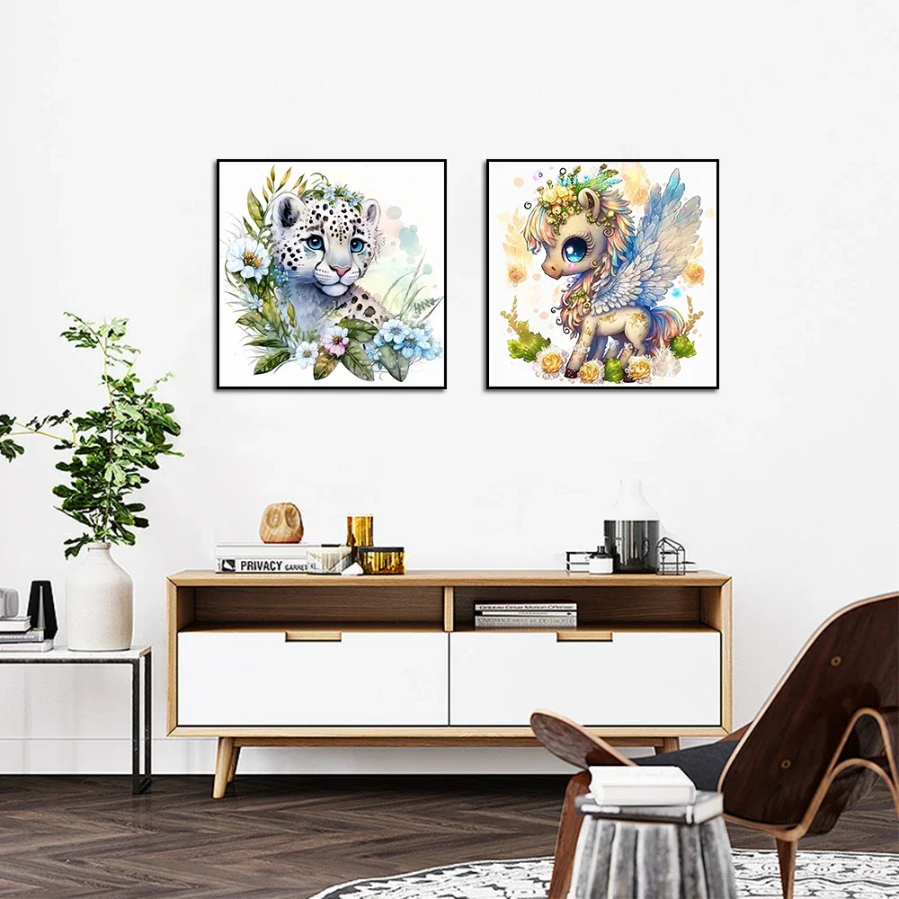 Cartoon Animal Diamond Painting 5D DIY Diamond Embroidery Tiger and Cat Mosaic Cross Stitch Set for Home Decoration Gifts