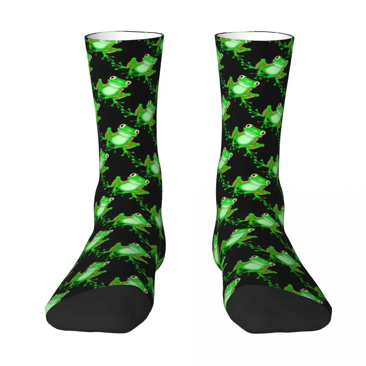 Funny Frog Socks Autumn Green Animal Print Stockings Kawaii Girls Soft  Pattern Outdoor Anti Bacterial 