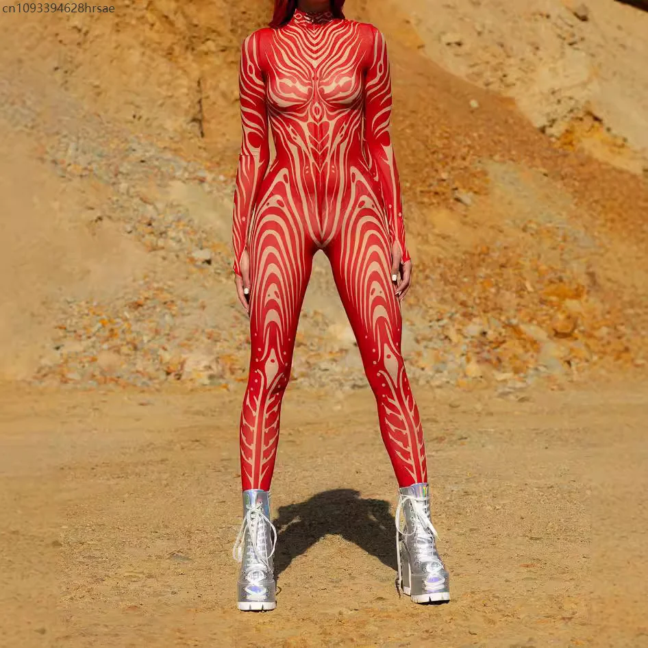 Women Sexy Cool Zentai Suit Mechanical Armor Jumpsuit Cosplay Bodysuit Robot Costume Xmas New Year Party Shows Bodysuit