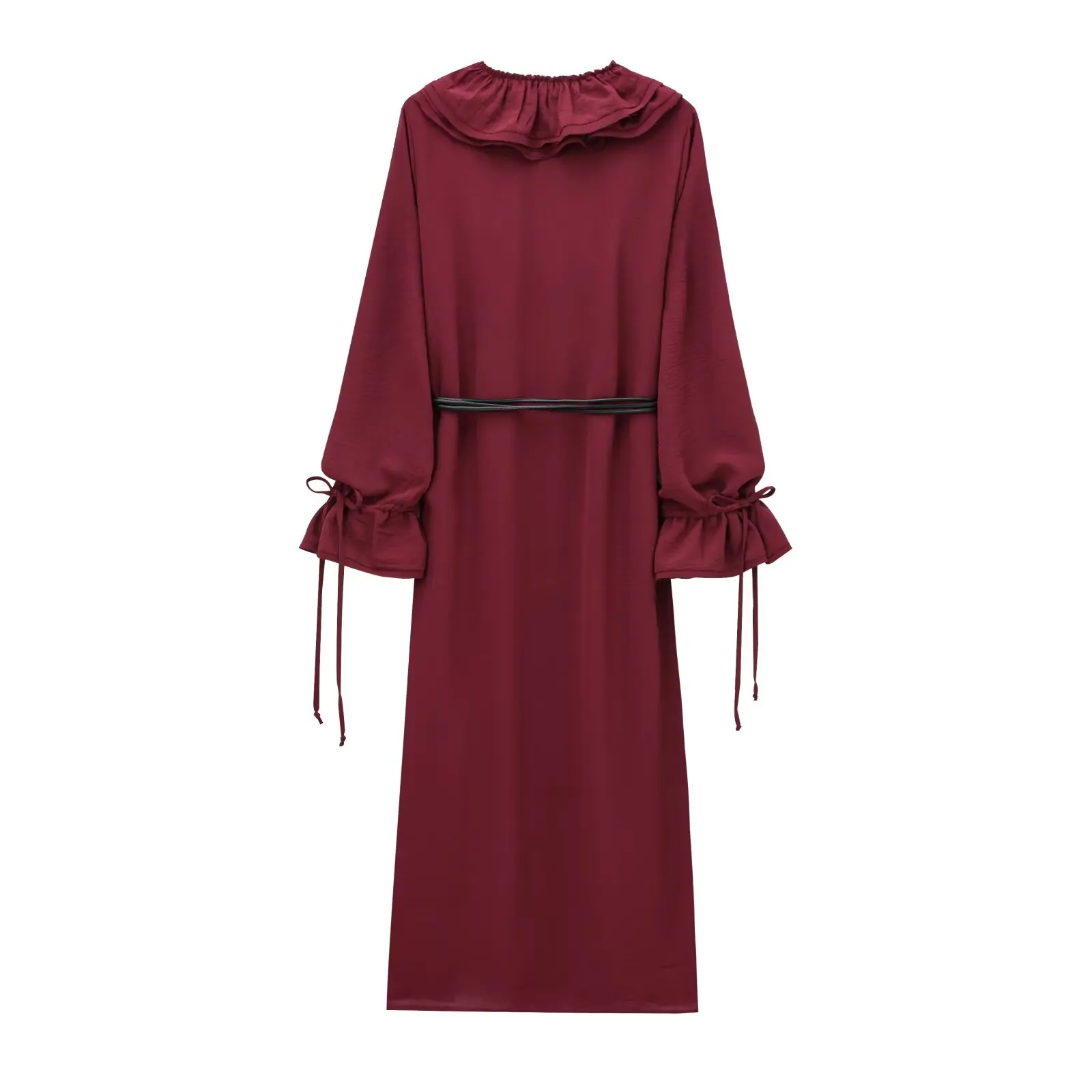 Novo Vestido Midi F JNLEAOG com Design Decorativo em Camadas Sensacional e Faionável em Cor Pura de Fibra de Poliést...