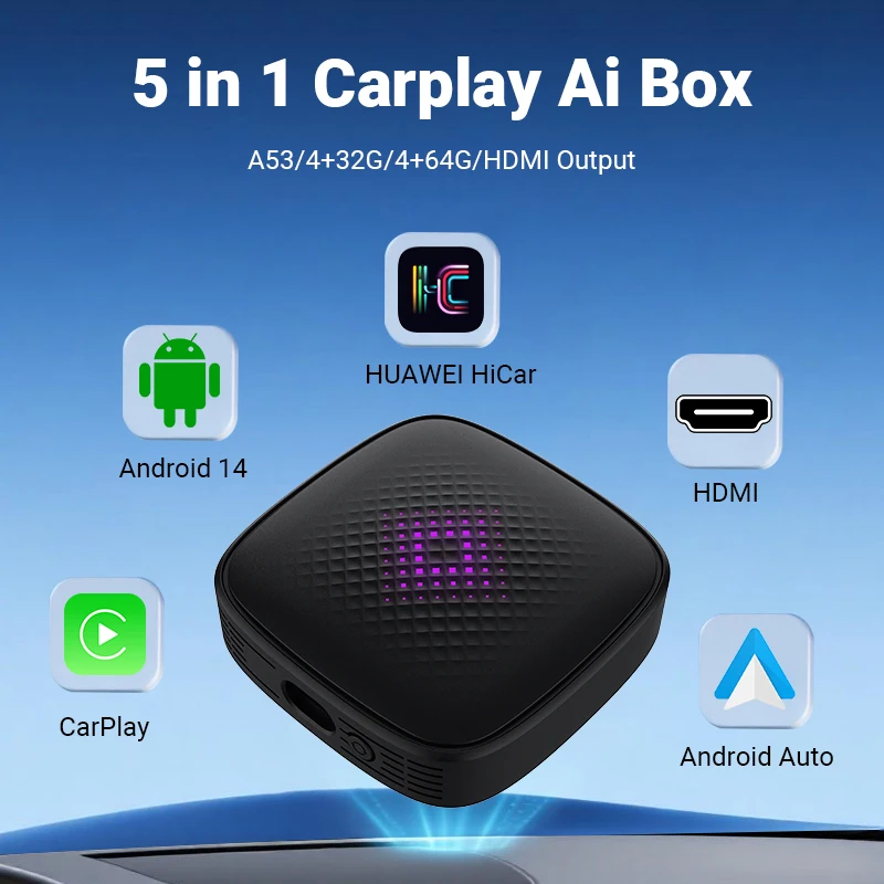 4 + 32G 5in1 Android14.0 Carplay & Android Auto Box CarPlay Ai Box يدعم Netflix Hicar HDMI USB جهاز التوصيل والتشغيل Carplay محول #2
