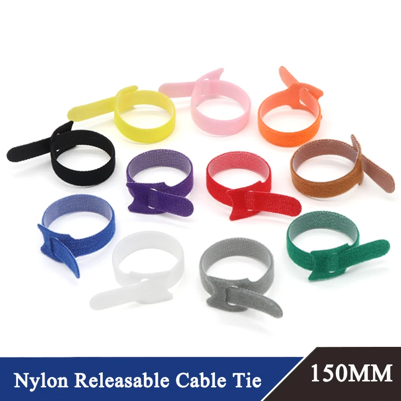 10~1000Pcs Reusable Fastening Cable Ties Cable Straps Wire Ties Hook and Loop Tape Cable Management Adjustable Cord organizer