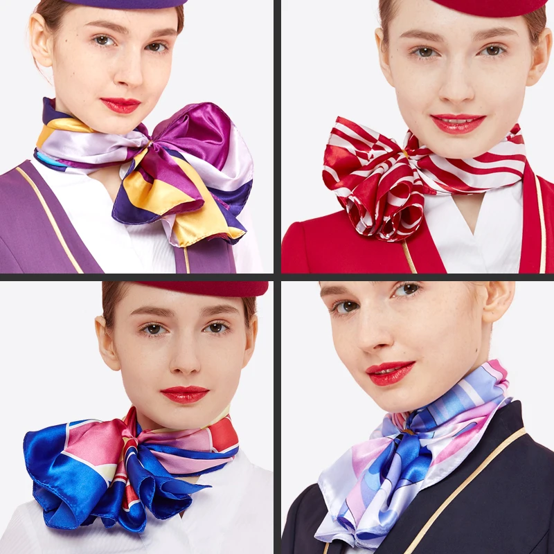 Stewardess Uniform Silk Scarf Bow Tie Etiquette Accessories Female Versatile Professional Small Square Scarf