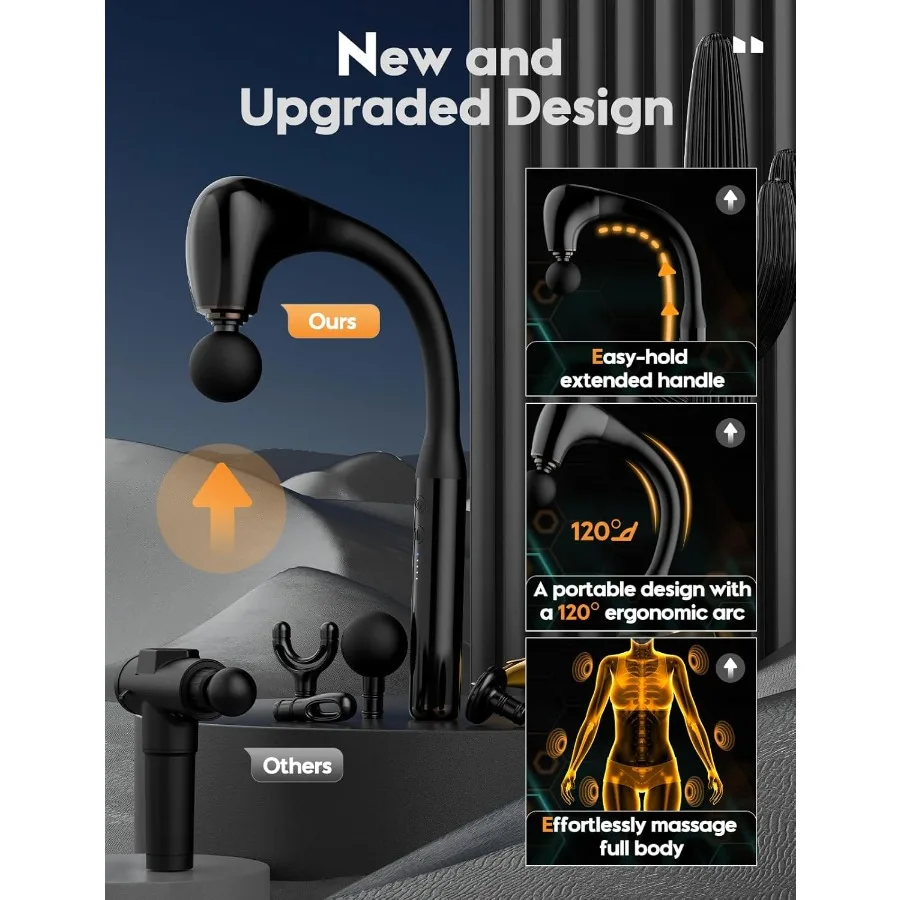 Pistola per massaggio FVZ con impugnatura di estensione aggiornata 10MM per terapia dei tessuti profondi Massaggiatore portatile per la schiena Ideale per le spalle del collo Wai