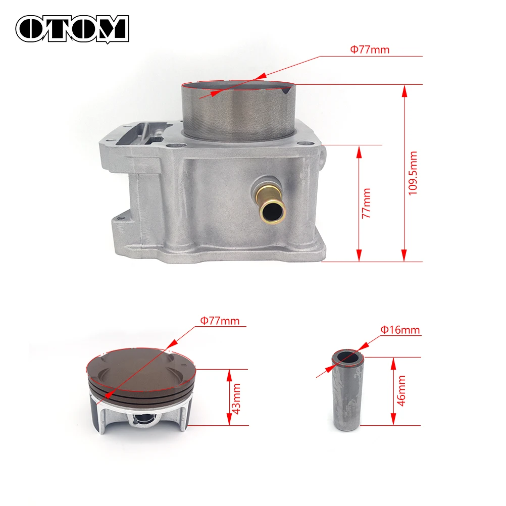 OTOM ZS174MN-5 Motorcycle 77mm Cylinder Block Bore Piston Pin Ring Gasket For ZONGSHEN NB350 NB300 Accessories Pit Dirt Bikes