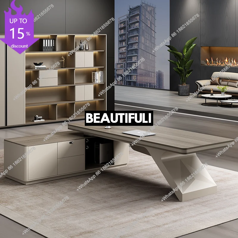 

Простой современный офисный стол руководителя и кресло для президента/председателя — комплект для кабинета.