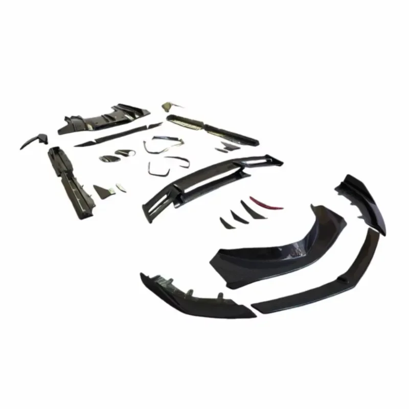 Upgraded PRO Style Dry Carbon Fiber Front Lip Rear Diffuser Side Skirts and Tail Fins Fix with Screws for GT
