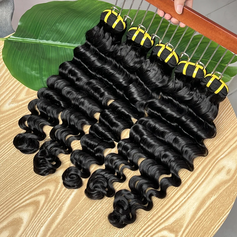 15A Loose Deep Wave Bundles 100% Human Hair Vietnamese Wavy Hair Extensions For Women Raw Virgin Weaving Deep Curly Bundles #1B