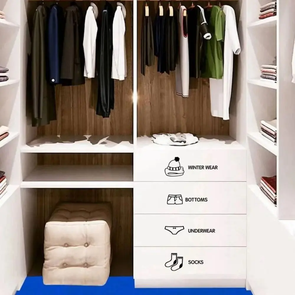 

Detachable 7Pcs Clothes Classification Fresco Art Beautify Decoration Wardrobe Decor Sticker Closet Logo Wall Stickers Decals