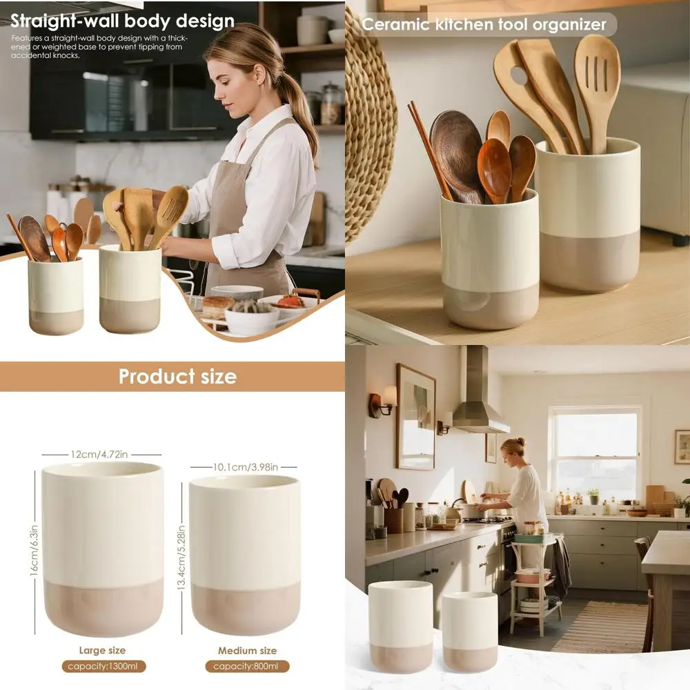 

Современные двойные держатели для посуды 6,3 и 5,3 для кухни, емкость 800 мл и 1300 мл, идеально подходят для лопаток, столовых приборов, макияжа и ваз