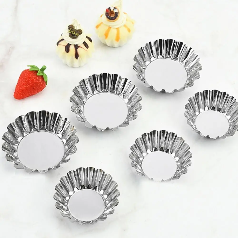 Moldes de torta de ovo de aço inoxidável prata antiaderente biscoito pudim molde engrossado reutilizável sobremesa molde flor muffin