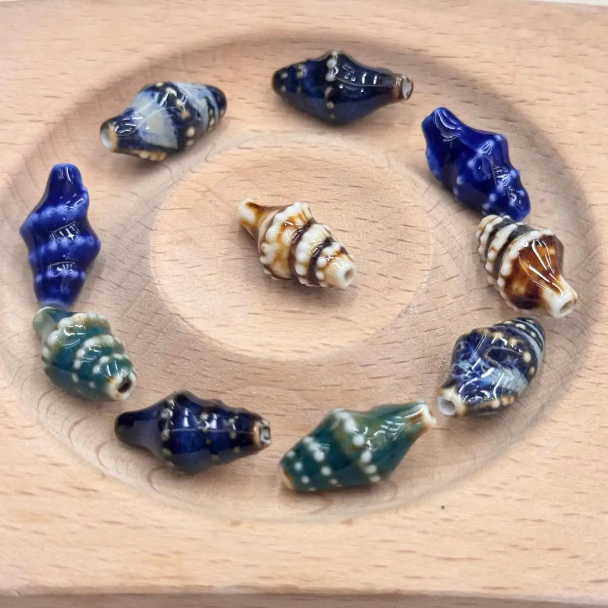 36 colors 10Pcs 20MM Sea Snail Conch Shape Ceramic Porcelain Loose Beads for Jewelry Making DIY  Multicolor  Ocean Beach Series