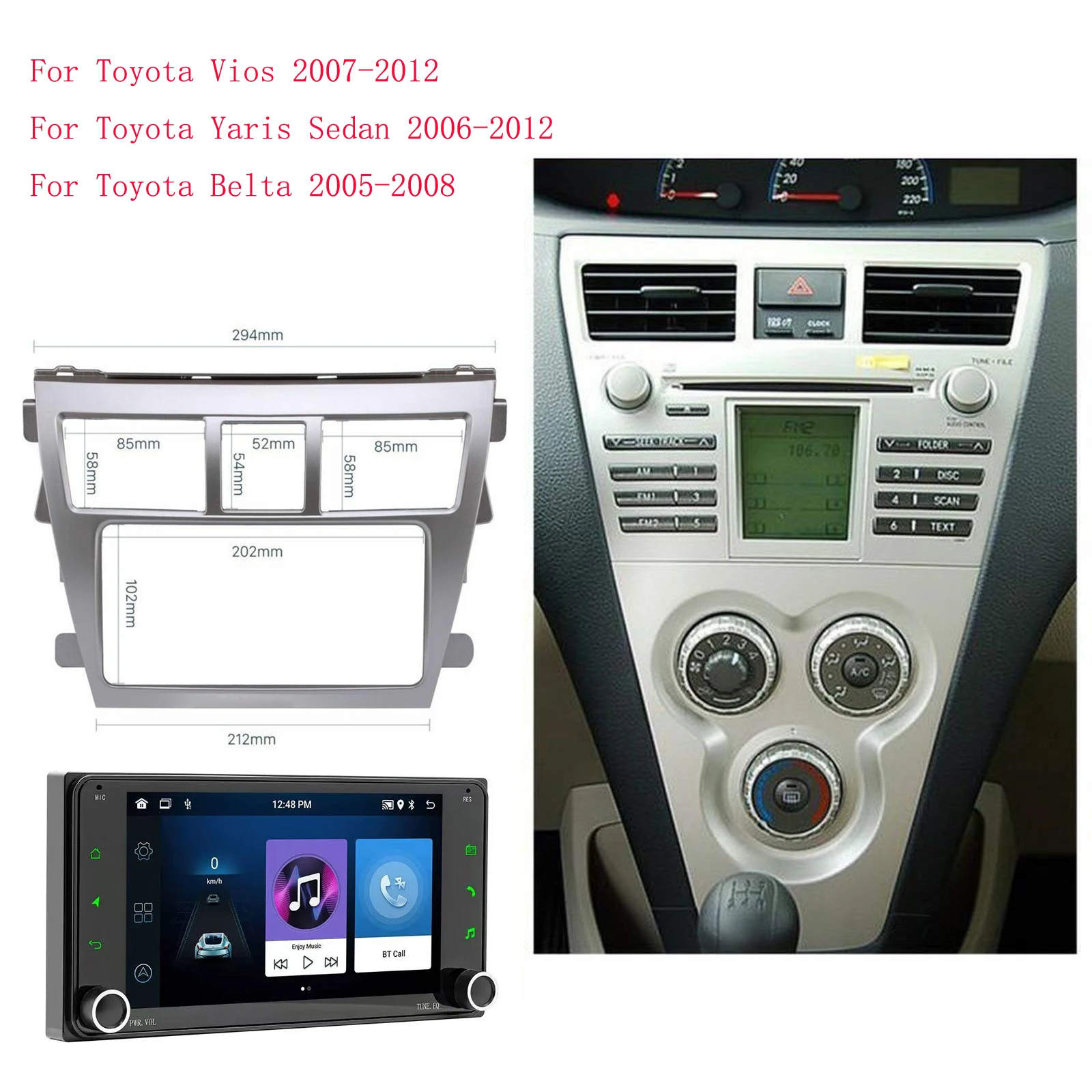

Автомобильный радиоприемник, лицевая панель для Toyota Vios Yaris Sedan Belta, рамка, стерео крепление, комплект отделки лицевой панели, аудио DVD-навигация, 2 Din