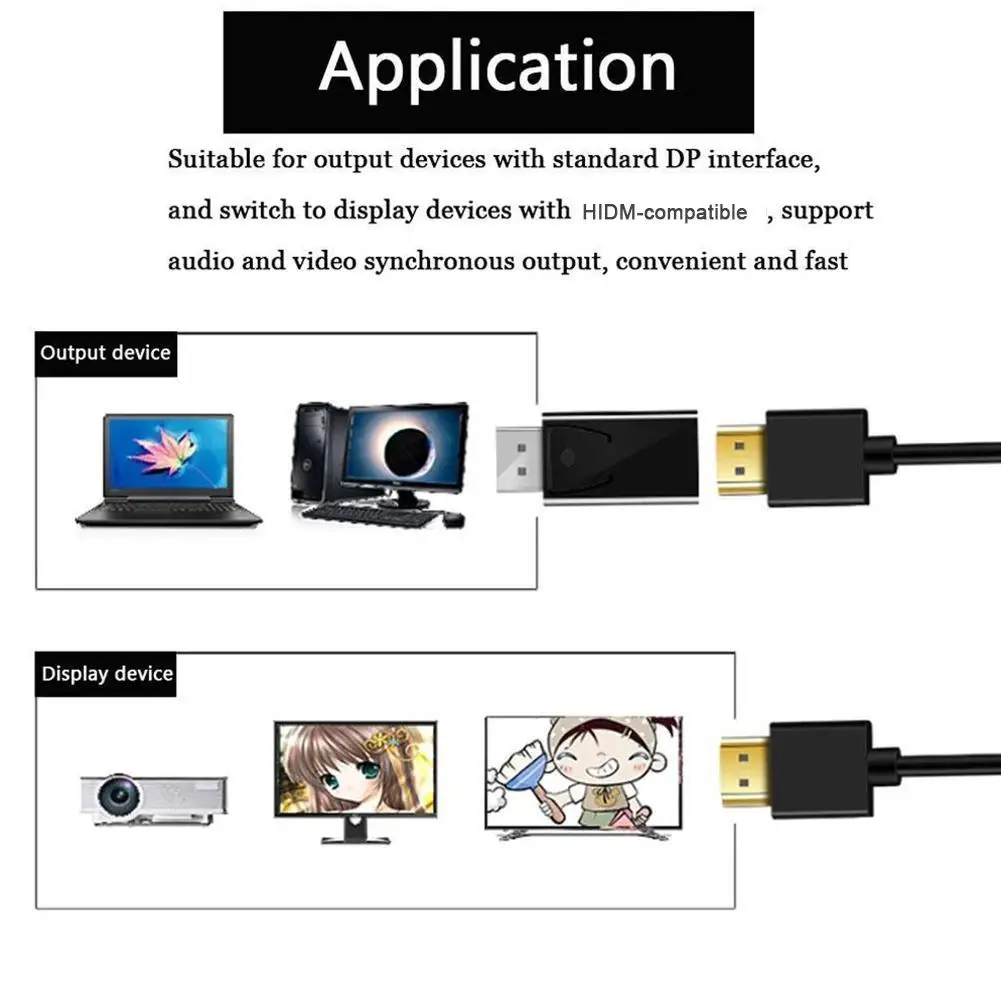 1080P DisplayPort To HDMI-Compatible Adapter DP Male To Female HD TV HDMI-Compatible Video Audio Cable For PC TV Laptop