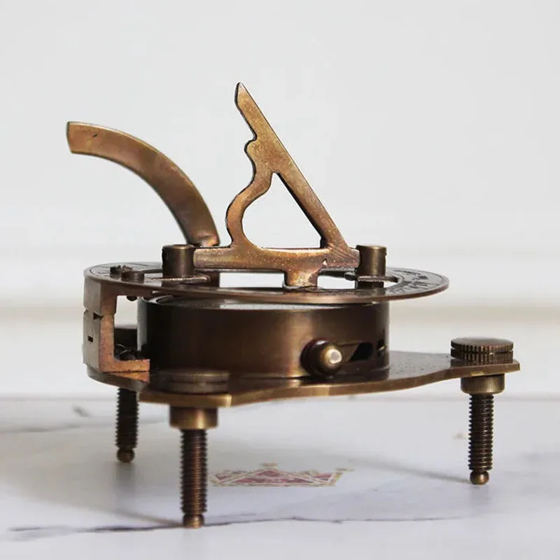 Indian Pure Copper Nautical Sundial with Compass, Retro Nostalgic, Antique Model, Marine Photography Props, Desktop Ornament