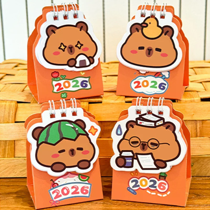 1 шт. 2026 мини-капибара настольный календарь карманный портативный ежедневный календарь-планировщик украшение рабочего стола офисные канцелярские принадлежности