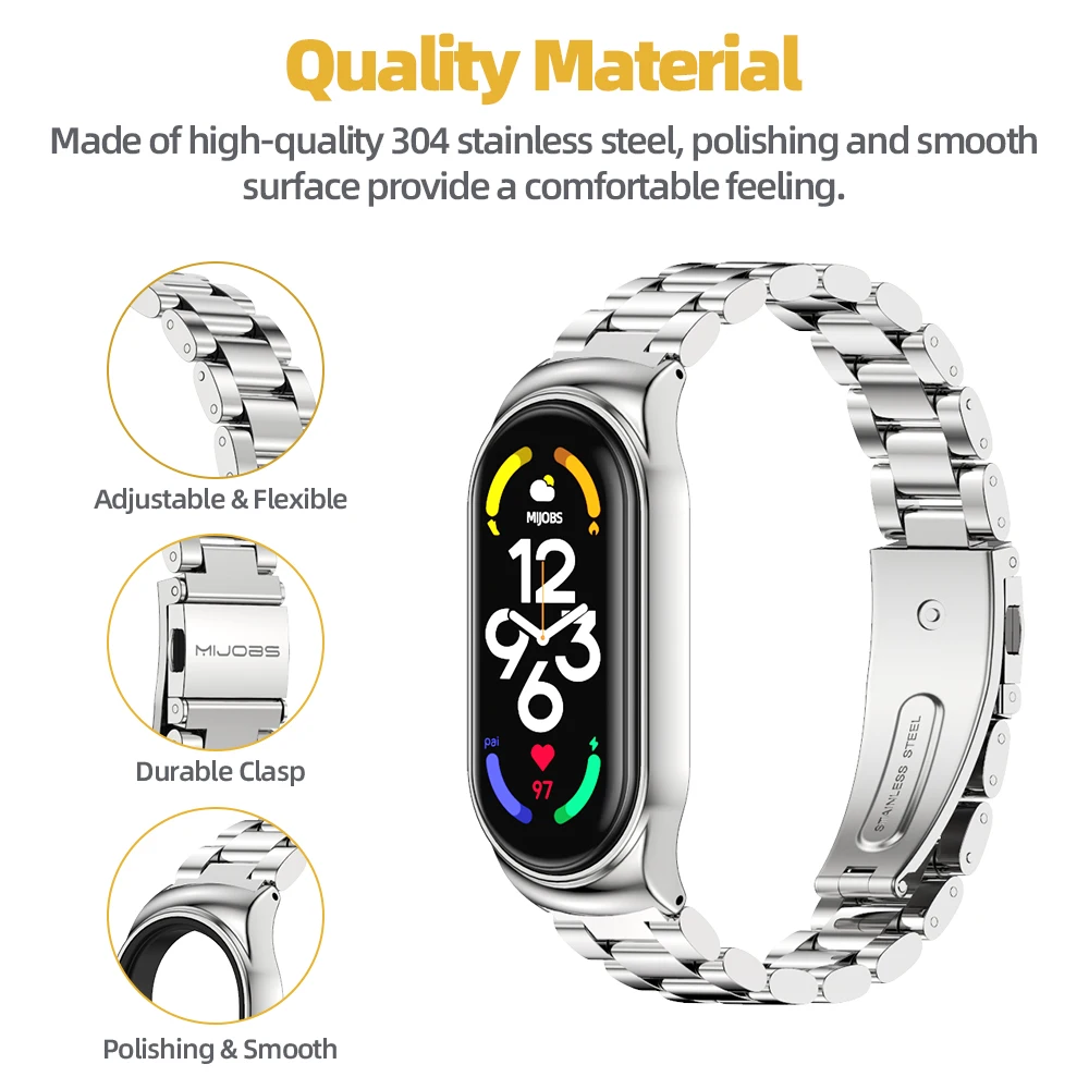 حزام معدني ل شاومي Mi الفرقة8 7 6 5 4 3 المقاوم للصدأ سوار على Mi الفرقة 4 Correa Miband Xiomi بيند معصمه اكسسوارات NFC