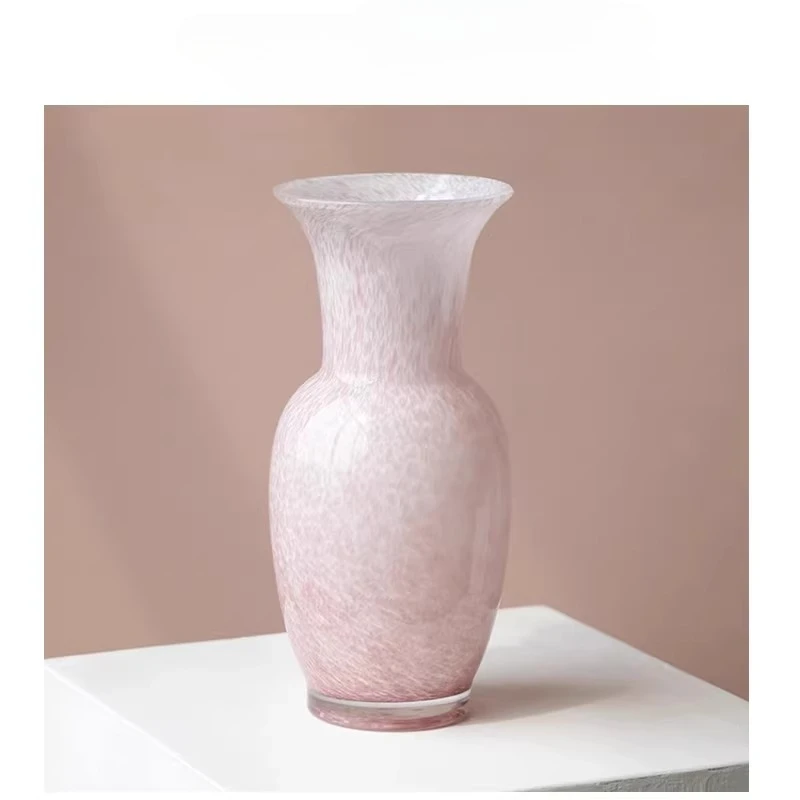 

New Chinese glass vase ornament, living room flower arrangement utensils, water flowers, dining table decoration art