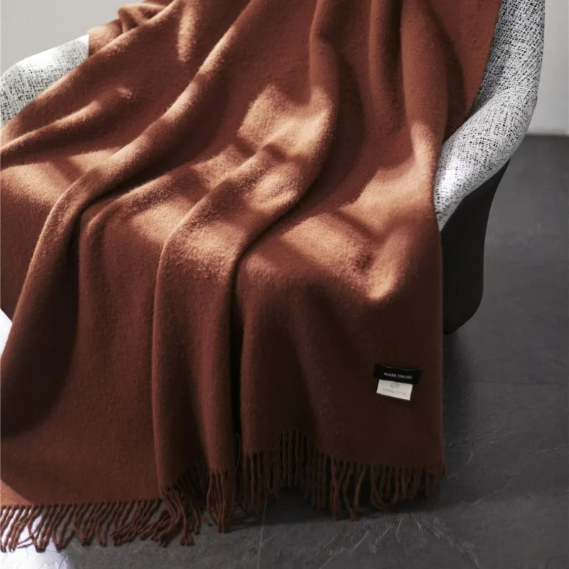 Meilaide Autumn and Winter 100% Pure Wool Blanket Skin-Friendly Breathable Warm Sofa Cover Blanket Nap Blanket