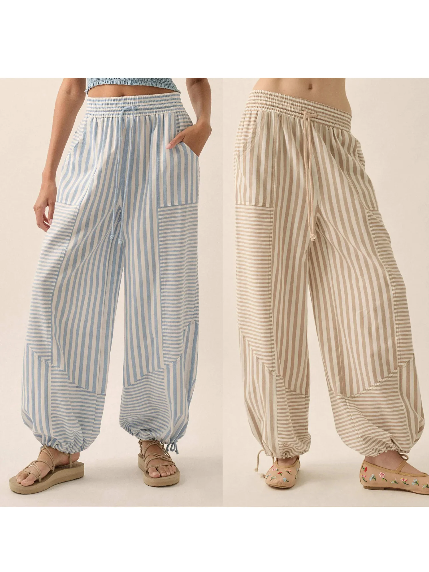 Pantalon Palazzo taille haute imprimé Floral pour femmes, léger, taille élastique, jambes larges, pour les vacances d'été à la plage