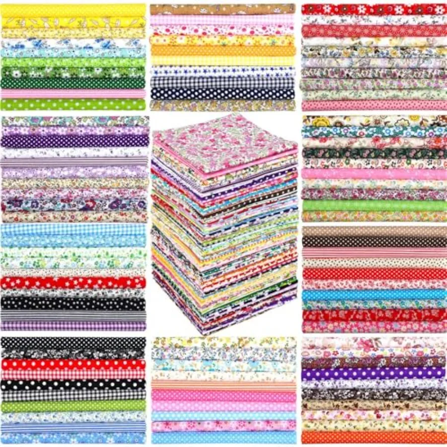 

100 Pcs 10 x 10 '' Cotton Fabric Bundle Squares for Quilting Sewing Multicolor Precut Patchwork Materials Floral Printed Fabric