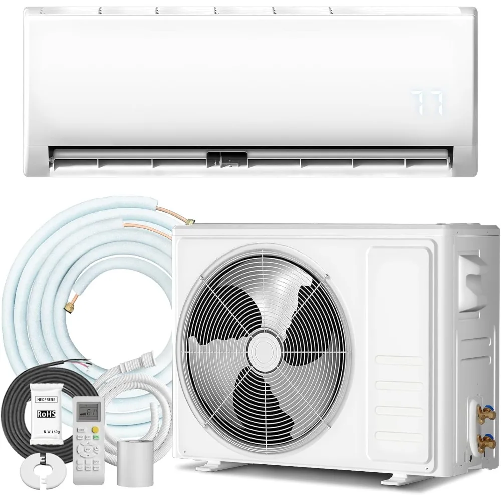 

Mini Split Air Conditioner & Heater, 19 SEER2 115V Ductless Inverter Wall-Mounted AC Split Unit with Pre-Charged Conde