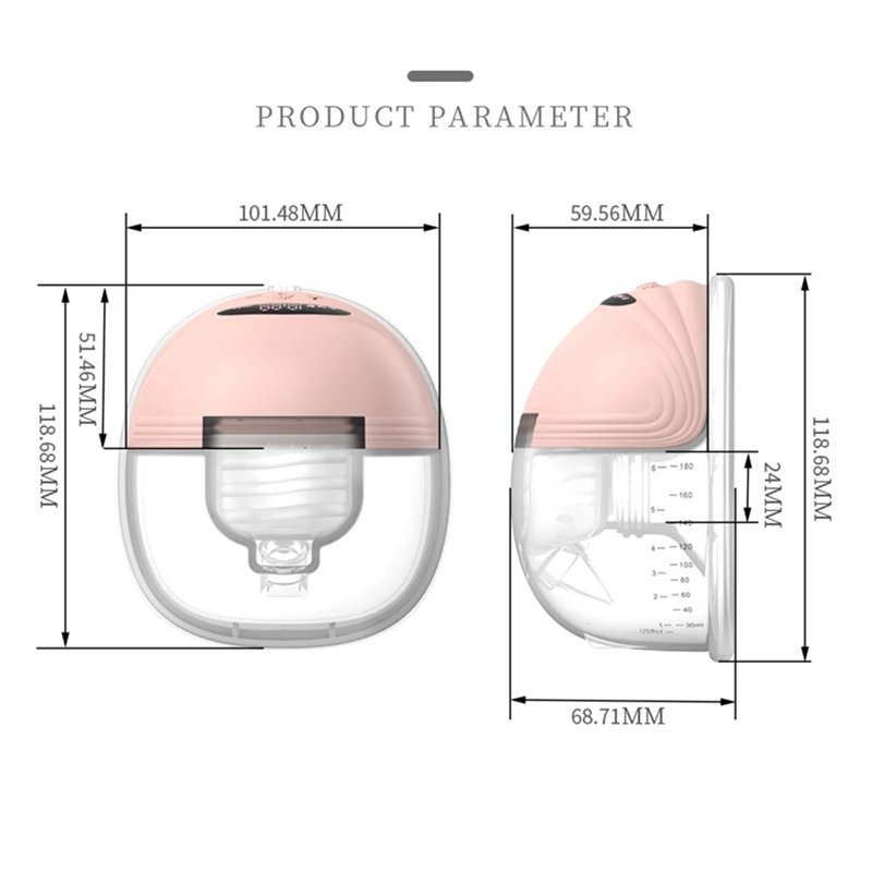 Portable Electric Breast Pump Wearable Accessory Part For Breastfeeding Hands Free 3 Modes 12 Levels Low Noise Breast Pump 180Ml