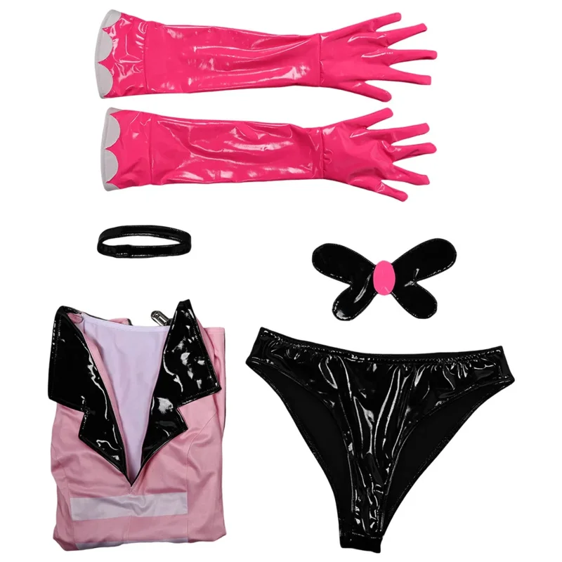 エンジェルダストコスプレセックスランジェリー Hazzbin 漫画ホテルロールプレイ下着衣装女性手袋ネックレスハロウィンパーティースーツ