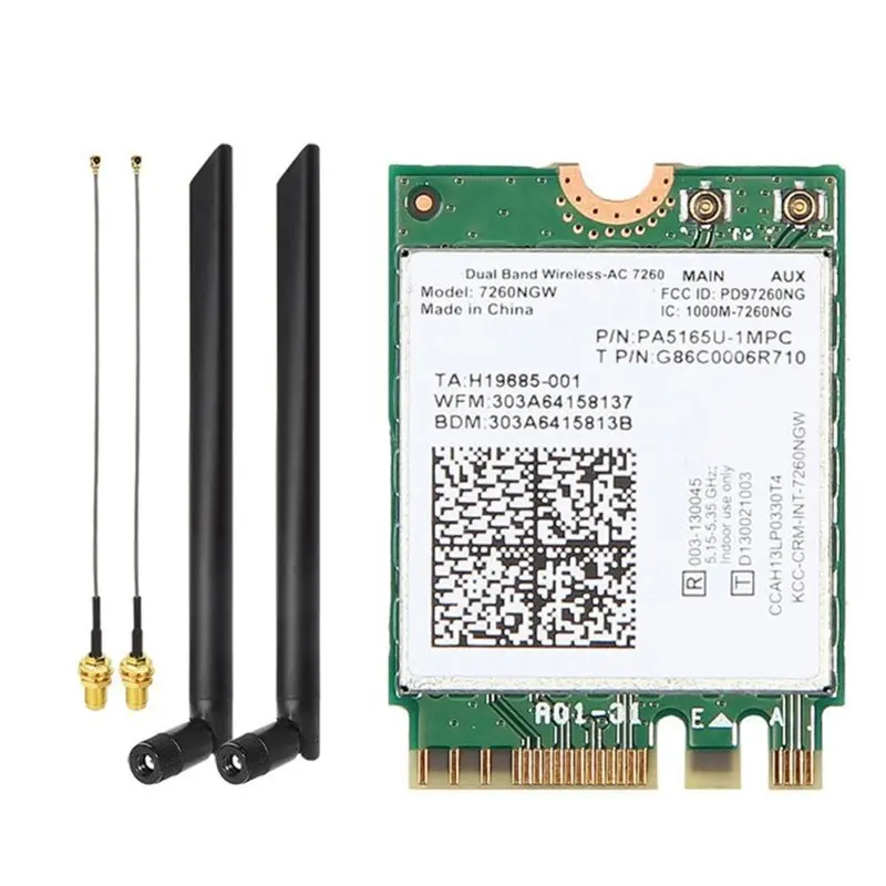 A13E-Dual Band 2.4G/5G 1200M Wifi Wireless Network Card 7260NGW AC 8DB Antenna BT4.0 802.11AC Adapter For Laptops