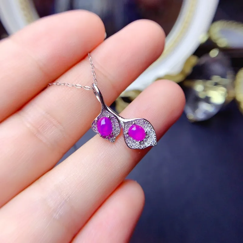 Elegant Top Quality Opal Pendant Neckalce Natural Purple Colorful Opal Oval Cut 5*7mm 925 Sterling Silver Fine Jewelry Women