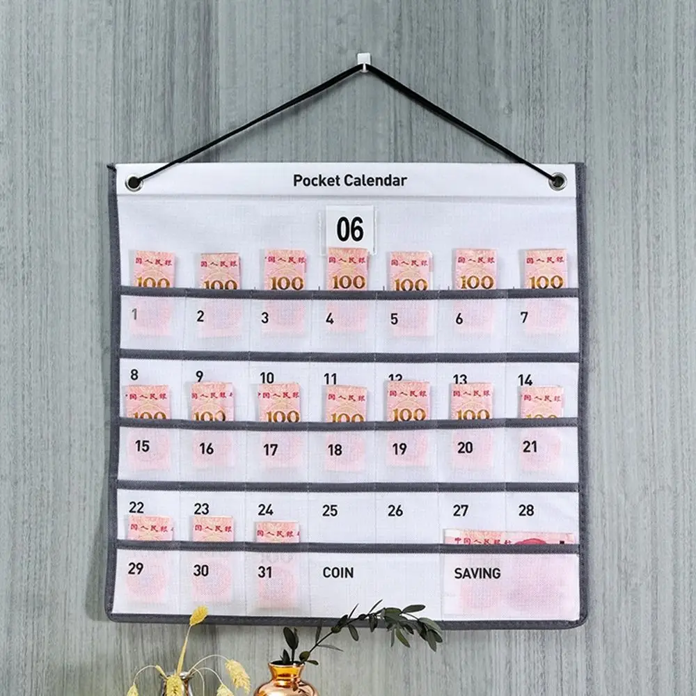 Tas dinding kalender gantung, dapat digunakan kembali dengan saku tas penyimpanan pemegang Bagan