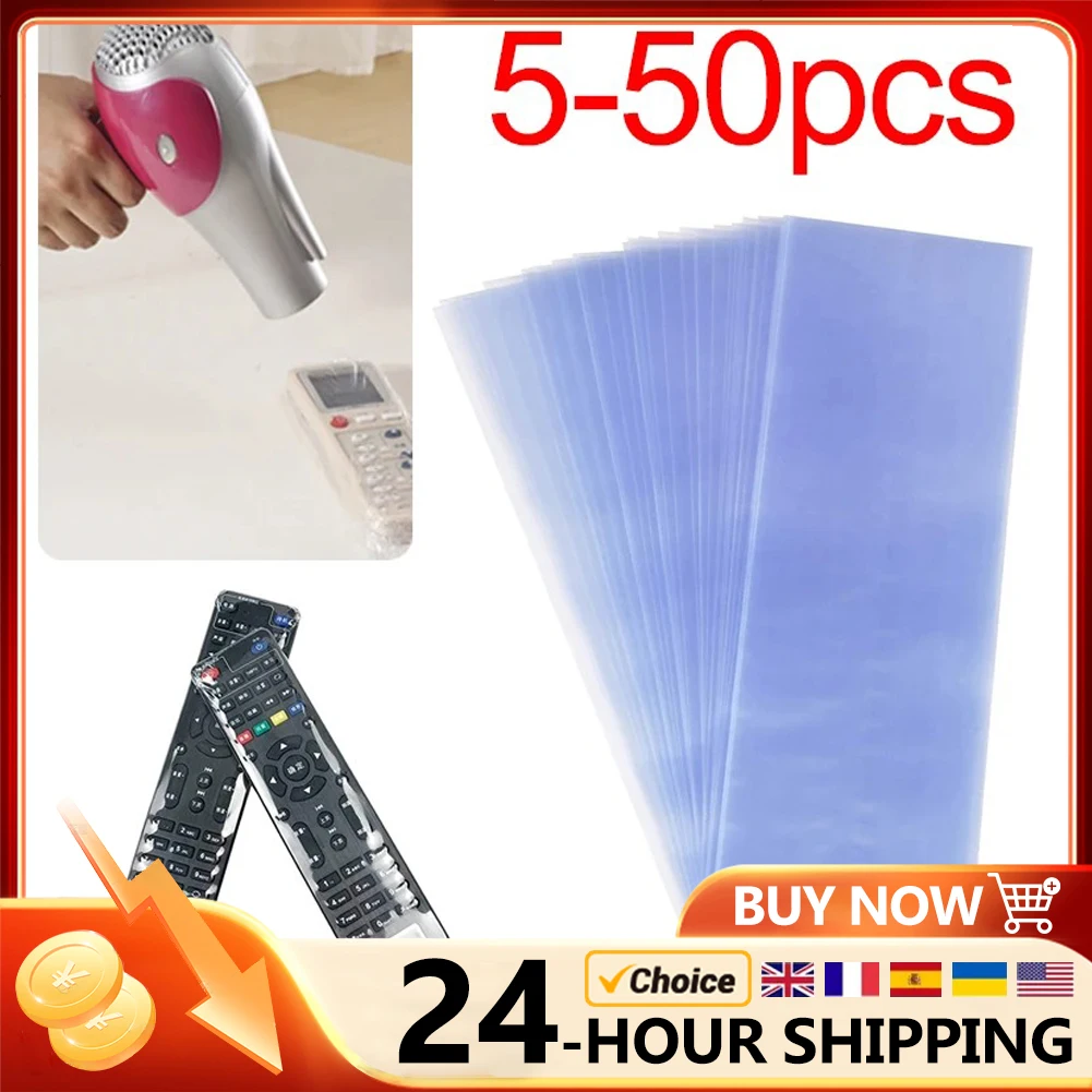 5-50pcs PVC Clear Heat Shrink Protective Film for TV Air Condition Remote Control Dustproof Cover Waterproof Protective Case