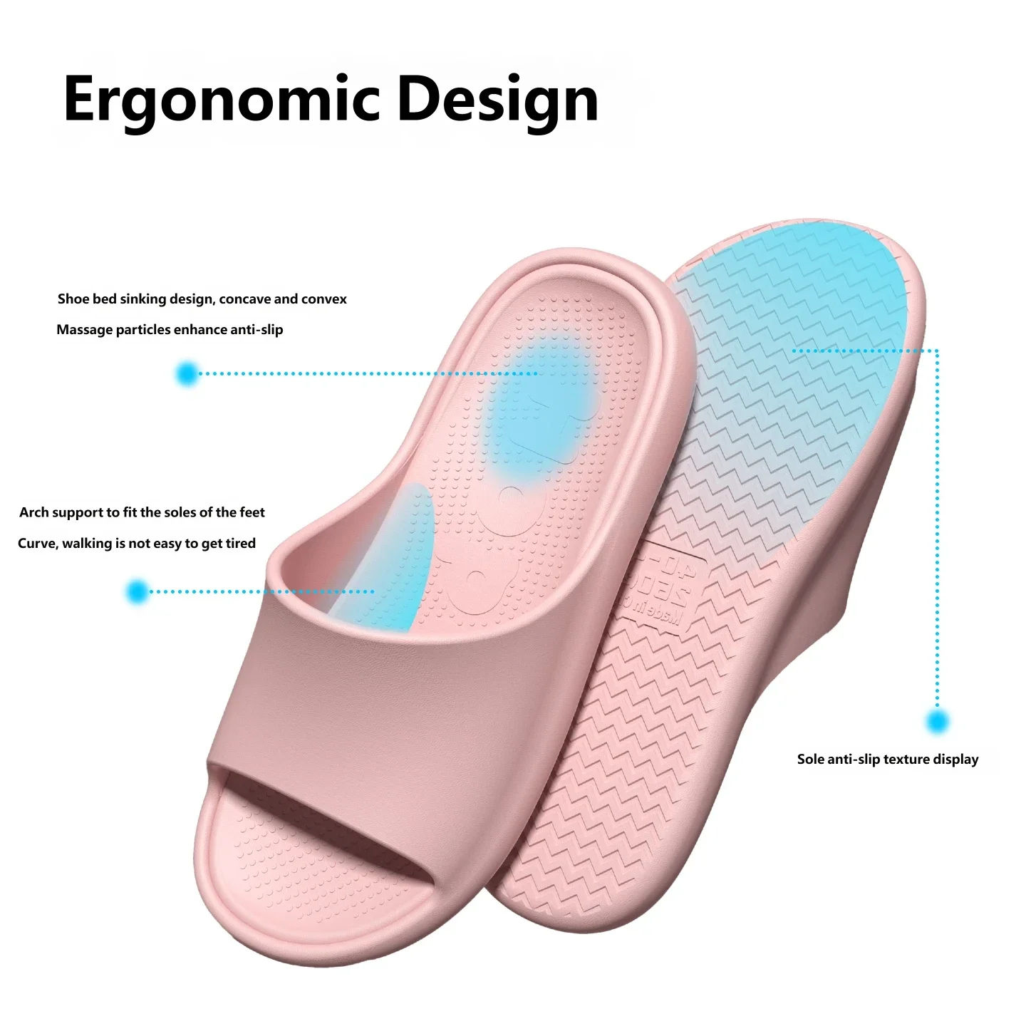 Shock‑Absorbing Arch Support Slide Sandals for Men Women EVA Integrated Molding Anti‑Slip Recessed Footbed Casual Slippers