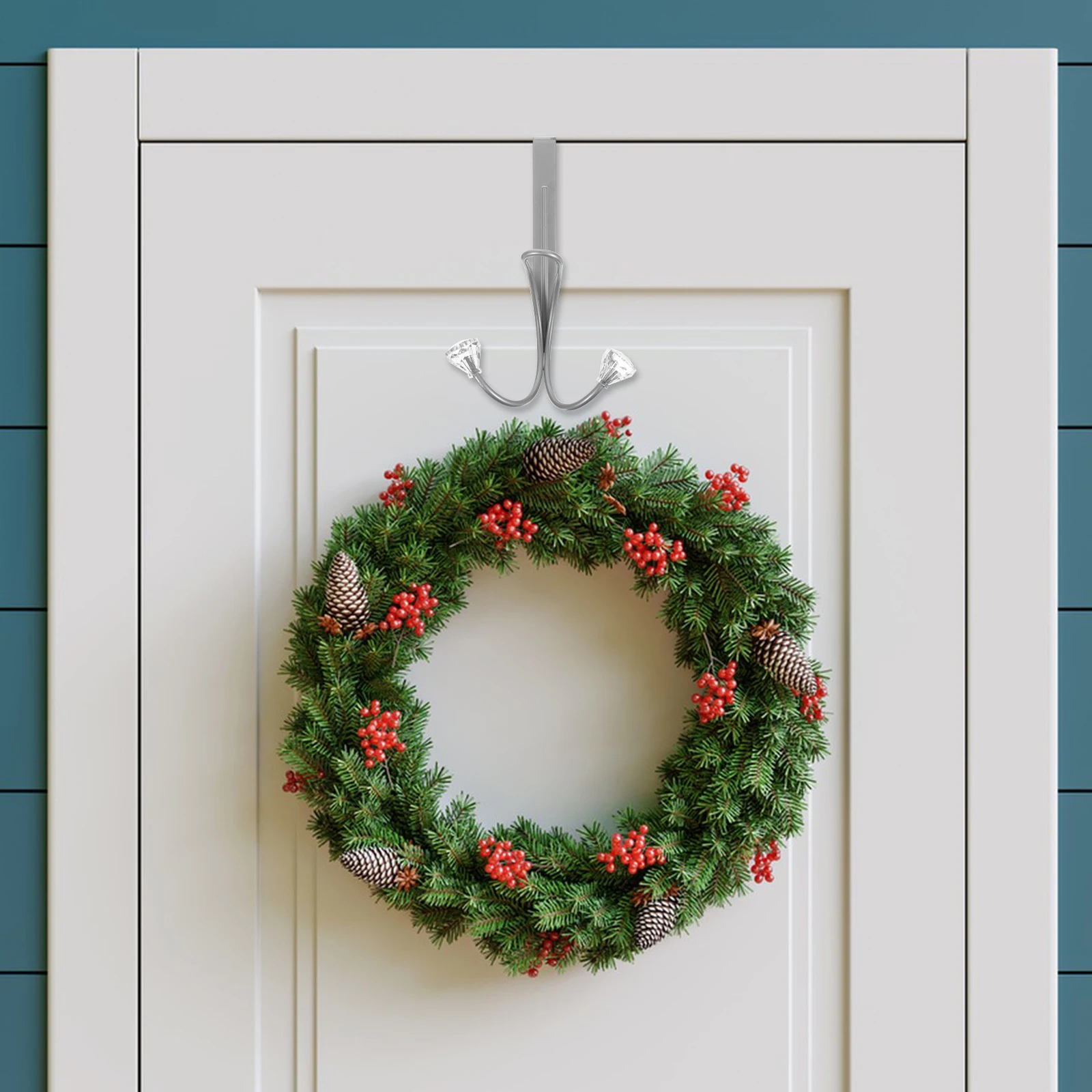 

2pcs Hooks for Hanging Clothes Towels Over Door Bathrooms Silver Space Saving Design Easy Installation Coat Hanger Robe Hooks