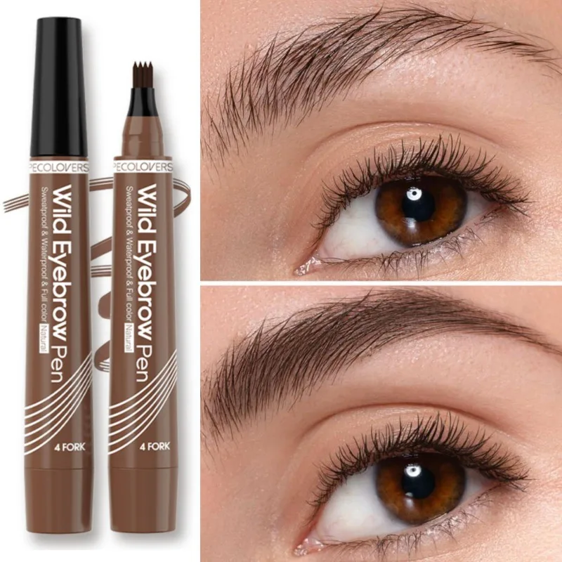 6 สี Microblading ดินสอเขียนคิ้วกันน้ํา Liquid Eyebrow ปากกา Long Lasting Eyebrow ปากกา Eyebrow ปากกาเครื่องสําอางค์